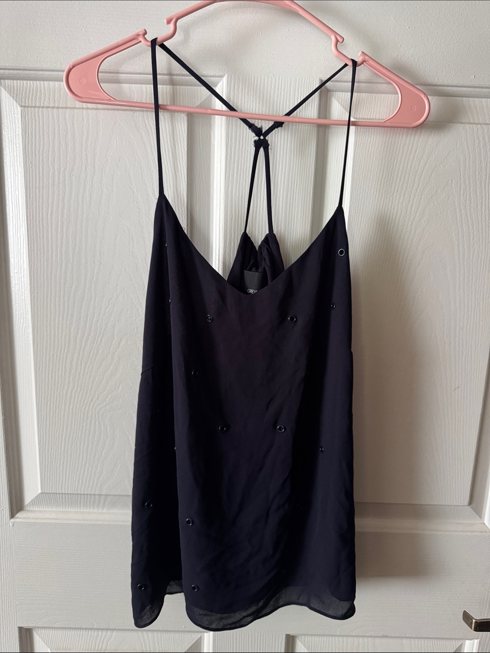 Greylin Anthropologie Navy Blue Eyelet Tank Top Small